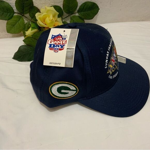 New VINTAGE Green Bay Hat Cap Snap Back Blue Super Bowl Football Mens 90s - Picture 7 of 8